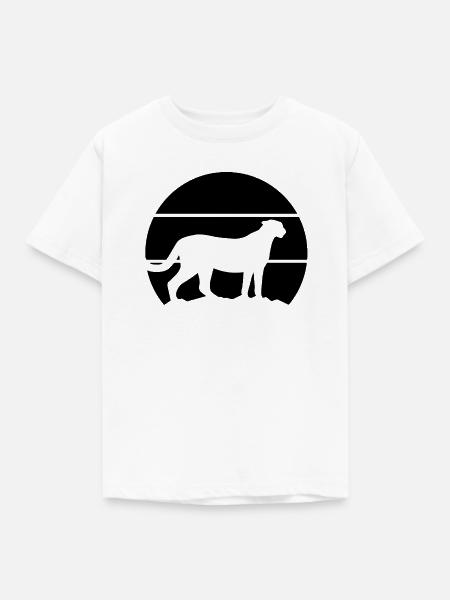 Gepard Retro Silhouette - Kinder T-Shirt - Weiß