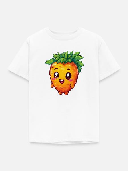 Kawaii Karotte mit Fröhlichem Gesicht - Kinder T-Shirt - Weiß