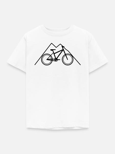 Mountainbiking Zeichnung - Kinder T-Shirt - Weiß