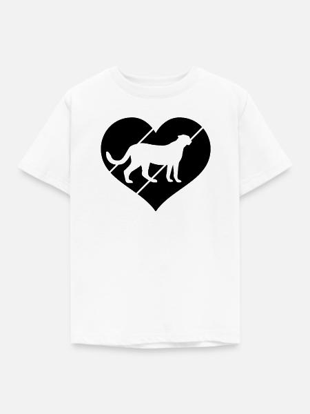 Gepard Herz Silhouette - Kinder T-Shirt - Weiß