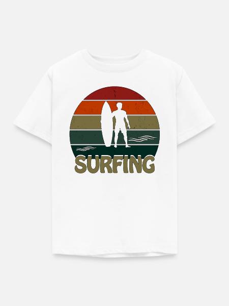Surfing Sunset Man - Kinder T-Shirt - Weiß