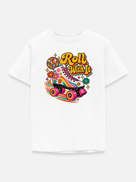 Roll With It Blumenroller - Kinder T-Shirt - Weiß