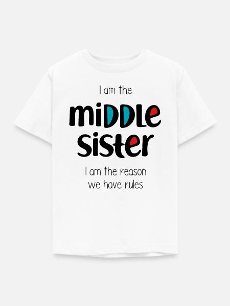 Mittlere Schwester - Kinder T-Shirt - Weiß
