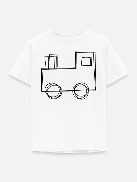 Lokomotive handgezeichnet - Kinder T-Shirt - Weiß