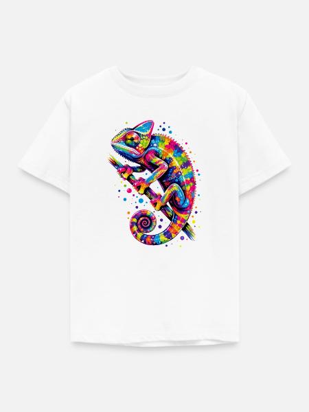 Bunter Chamäleon farbenfroh - Kinder T-Shirt - Weiß
