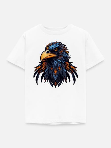 Adler Kopf Bunt Illustration - Kinder T-Shirt - Weiß