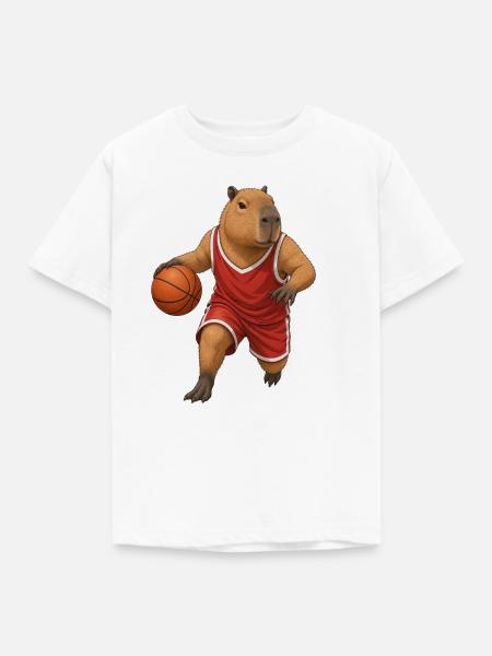 Capybara spielt Basketball  - Kinder T-Shirt - Weiß