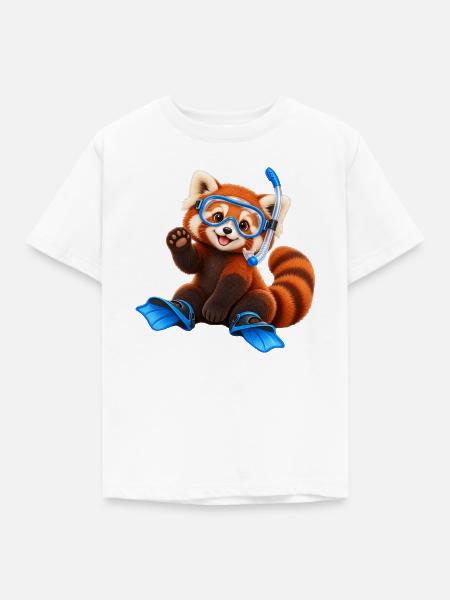 Tauchender Red Panda - Kinder T-Shirt - Weiß