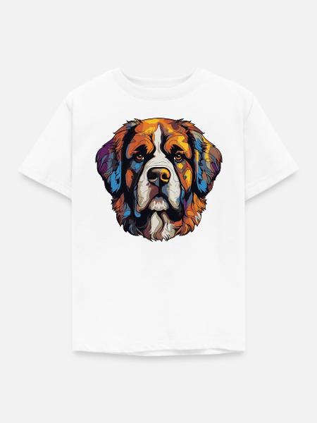 Bunter Hund Kopf Pop-Art - Kinder T-Shirt - Weiß