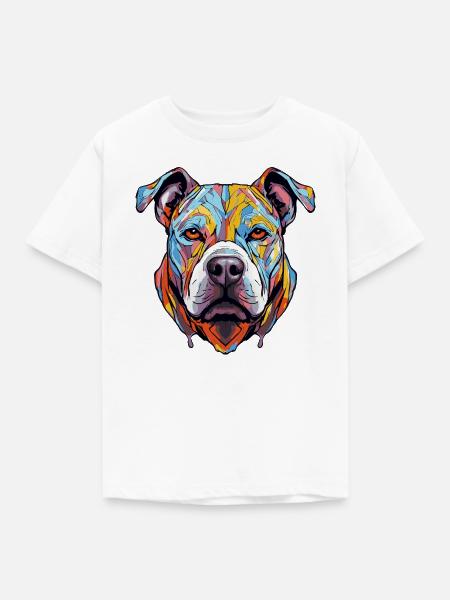 Hund Kopf Geometrisch Farbenfroh - Kinder T-Shirt - Weiß