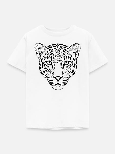 Leopard Kopf Leopardenkopf Geschenk für Sie - Kinder T-Shirt - Weiß