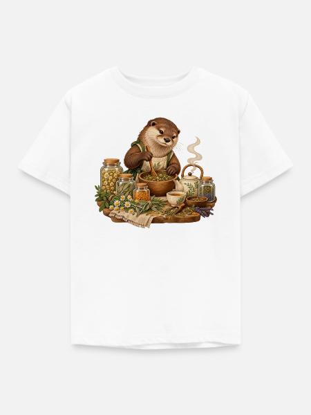 Otter mischt Kräutertee - Kinder T-Shirt - Weiß