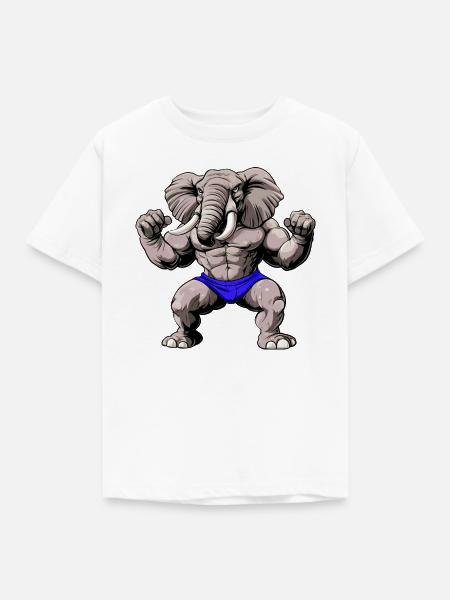 Fitness Elefanten - Kinder T-Shirt - Weiß