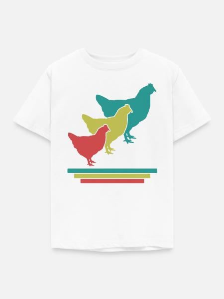 Hühner Trio Retro - Kinder T-Shirt - Weiß