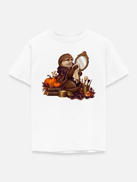 Otter restauriert einen antiken Handspiegel - Kinder T-Shirt - Weiß