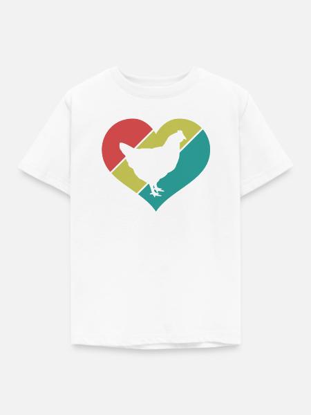 Huhn Herz Silhouette Retro - Kinder T-Shirt - Weiß