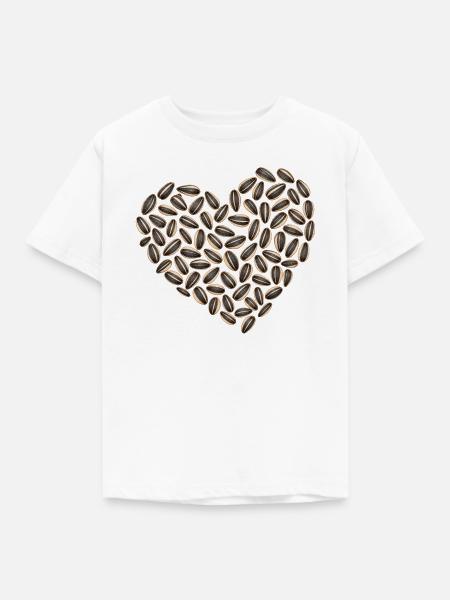 Herz aus Sonnenblumenkernen - Kinder T-Shirt - Weiß