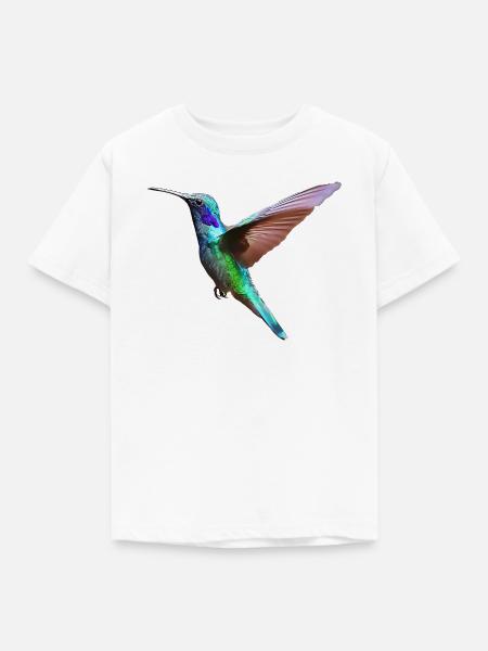 Kolibri – Vogelillustration - Kinder T-Shirt - Weiß