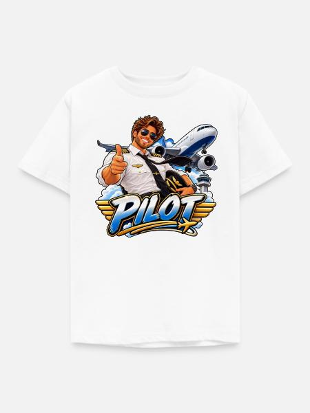 Charismatischer Cartoon-Luftpilot - Kinder T-Shirt - Weiß