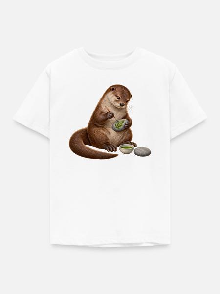Otter bemalt einen Flusskiesel - Kinder T-Shirt - Weiß