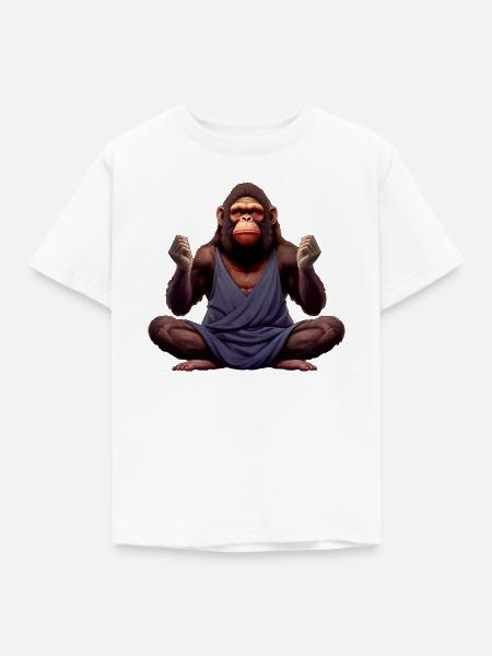 Affen Yoga / Yogi Affe - Kinder T-Shirt - Weiß