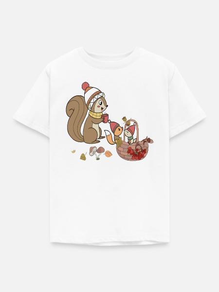 Herbst Eichhörnchen - Kinder T-Shirt - Weiß