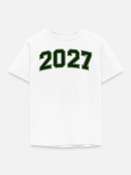 2027 Grüne Outline-Zahlen - Kinder T-Shirt - Weiß