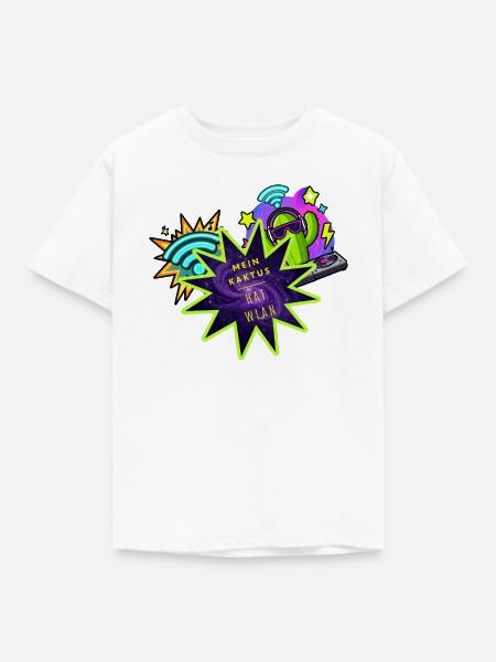 Kaktus WLAN Neon-Starburst - Kinder T-Shirt - Weiß