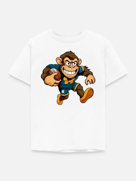 Affe Rugbyspieler - Kinder T-Shirt - Weiß