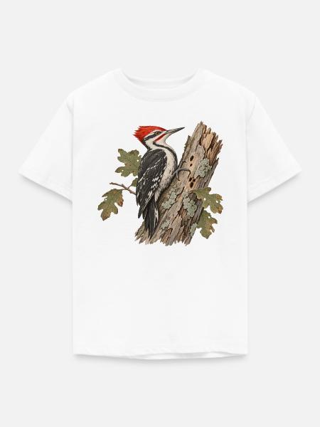 Kiefernspecht im Herbstlaub - Kinder T-Shirt - Weiß