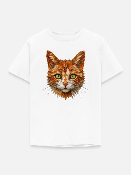 Katze aus Herbstlaub - Kinder T-Shirt - Weiß