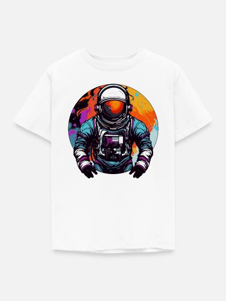 Astronaut im Weltall Bunt - Kinder T-Shirt - Weiß