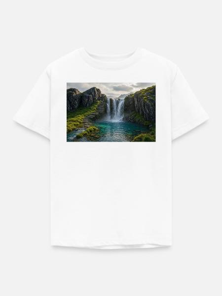 Wasserfallpfad - Kinder T-Shirt - Weiß