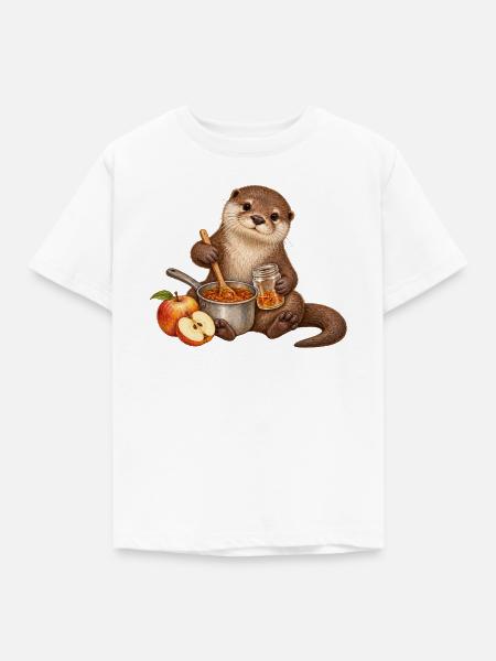 Otter kocht Apfelmarmelade - Kinder T-Shirt - Weiß