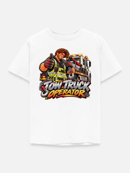 Cartoon-Schleppfahrer - Kinder T-Shirt - Weiß