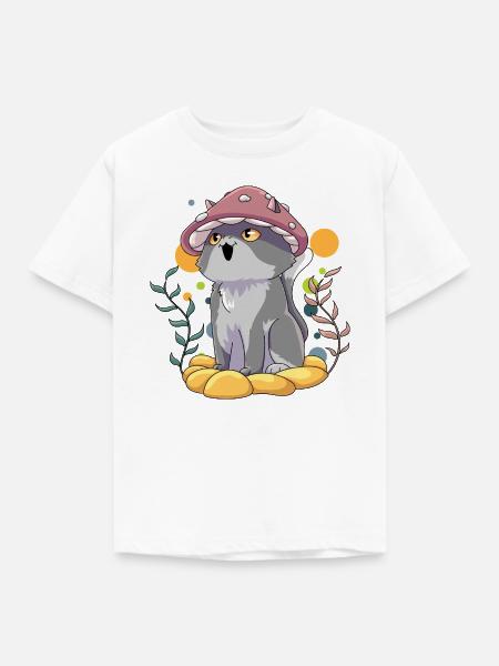 Katze Pilz Natur - Kinder T-Shirt - Weiß