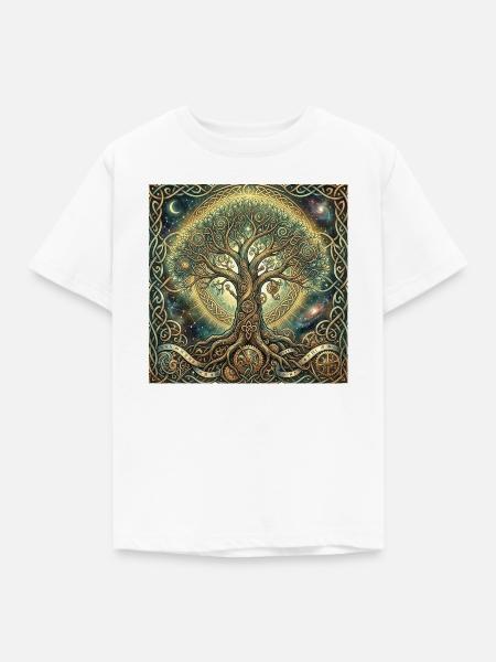 Zeitbaum und Nebel - Kinder T-Shirt - Weiß