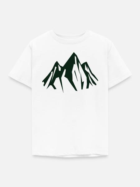 Dunkle Bergsilhouette in Grün - Kinder T-Shirt - Weiß