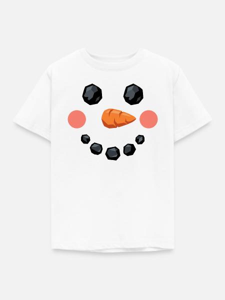 Lächelndes Schneemann Gesicht - Kinder T-Shirt - Weiß