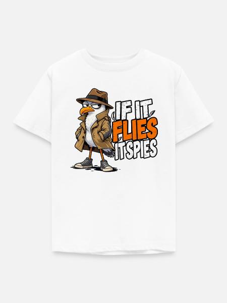 Spy Seagull Noir - Kinder T-Shirt - Weiß