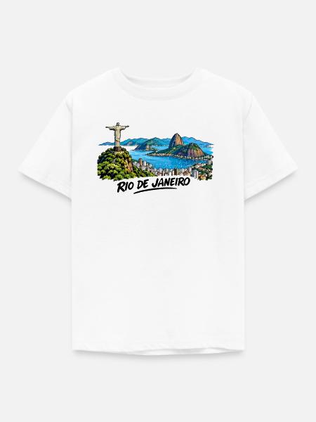 Rio Panorama City - Kinder T-Shirt - Weiß