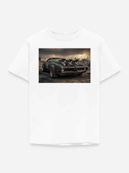Blower Muskelcar im Ödland - Kinder T-Shirt - Weiß