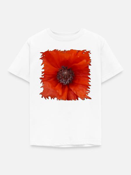 Orangerot Mohnblüte Nahaufnahme - Kinder T-Shirt - Weiß