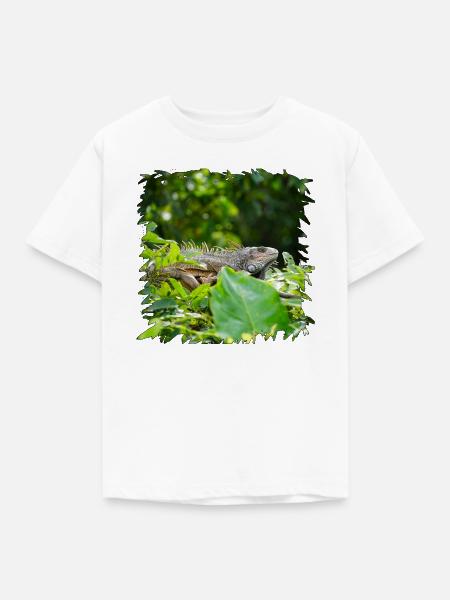 Dschungel-Leguan im Blätterdach - Kinder T-Shirt - Weiß