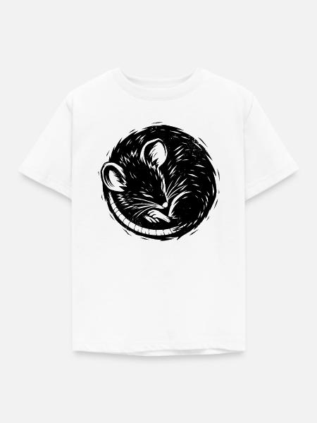 Sleeping Rat – Schwarz-Weiß-Holzschnittkunst - Kinder T-Shirt - Weiß
