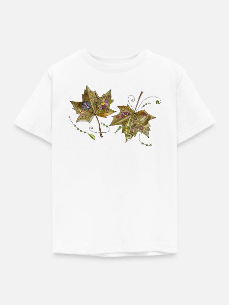 Blätter - Kinder T-Shirt - Weiß