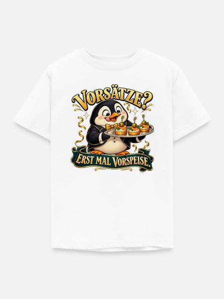 Pinguin mit Vorspeise - Kinder T-Shirt - Weiß