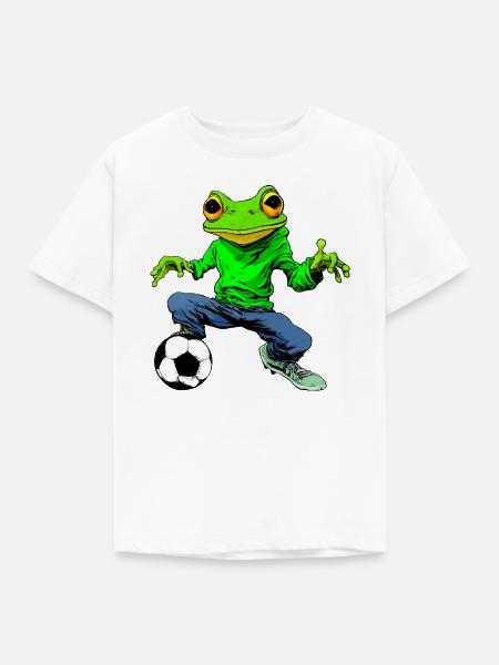 Fussball Frosch - Kinder T-Shirt - Weiß