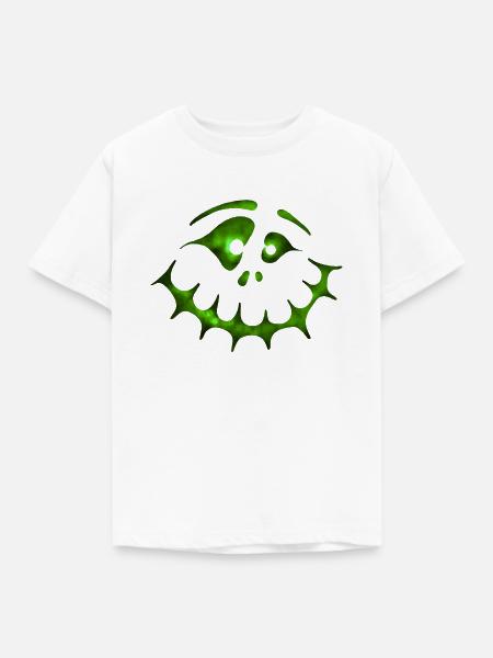 Irres Geistergesicht Grün - Süßes oder Saures - Kinder T-Shirt - Weiß