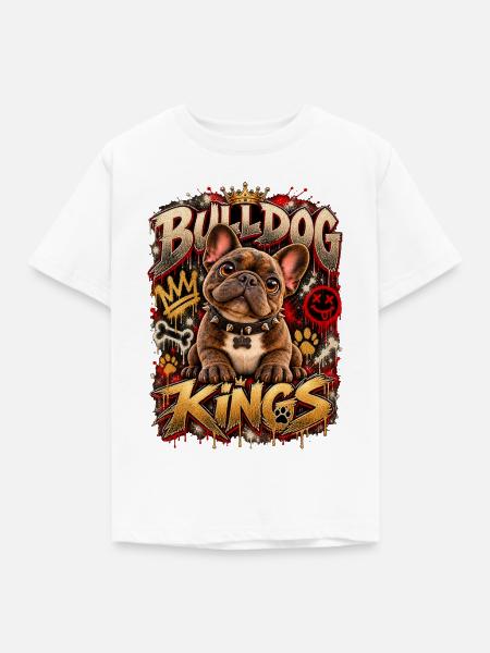 Bulldog Kings Graffiti-Thron - Kinder T-Shirt - Weiß